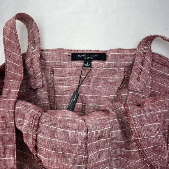 Romeo & Juliet Couture NWT Button Linen Jumpsuit wide leg lagenlook striped S - Picture 10 of 14